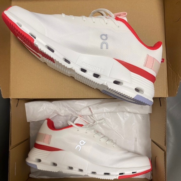 On Running Shoes - Cloudnova Form Sneakers White|Red. Worn outside 1 time. Do not have the box.
